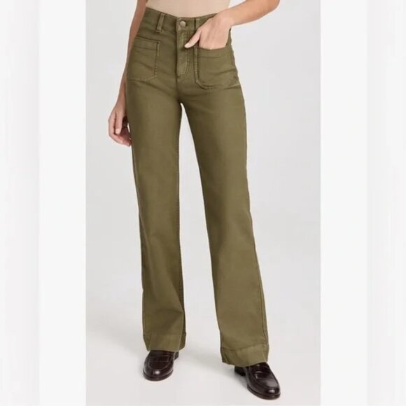 Faherty Terry Wide Leg Pants Military Olive Size 30 - Picture 11 of 11